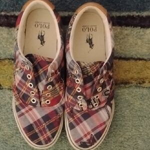 Polo Ralph Lauren Keaton LCL Plaid Boating Preppy Sneakers Men's Shoes Sz 10